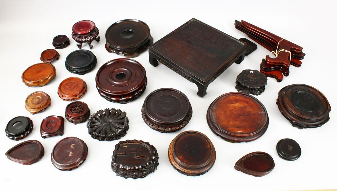 A MIXED LOT OF 28 19TH / 20TH CHINESE HARDWOOD STANDS, (1 of 5)