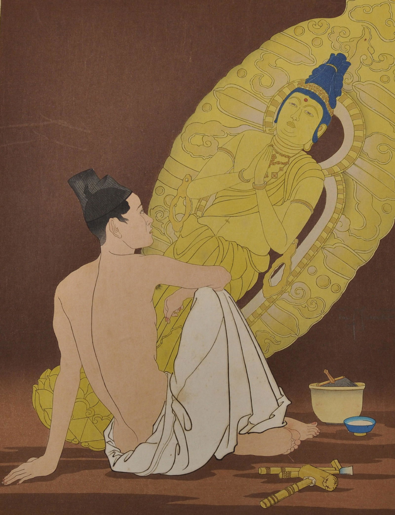 Paul Jacoulet (1896-1960) French. "Le Genie Sans Nom, (1 of 4)