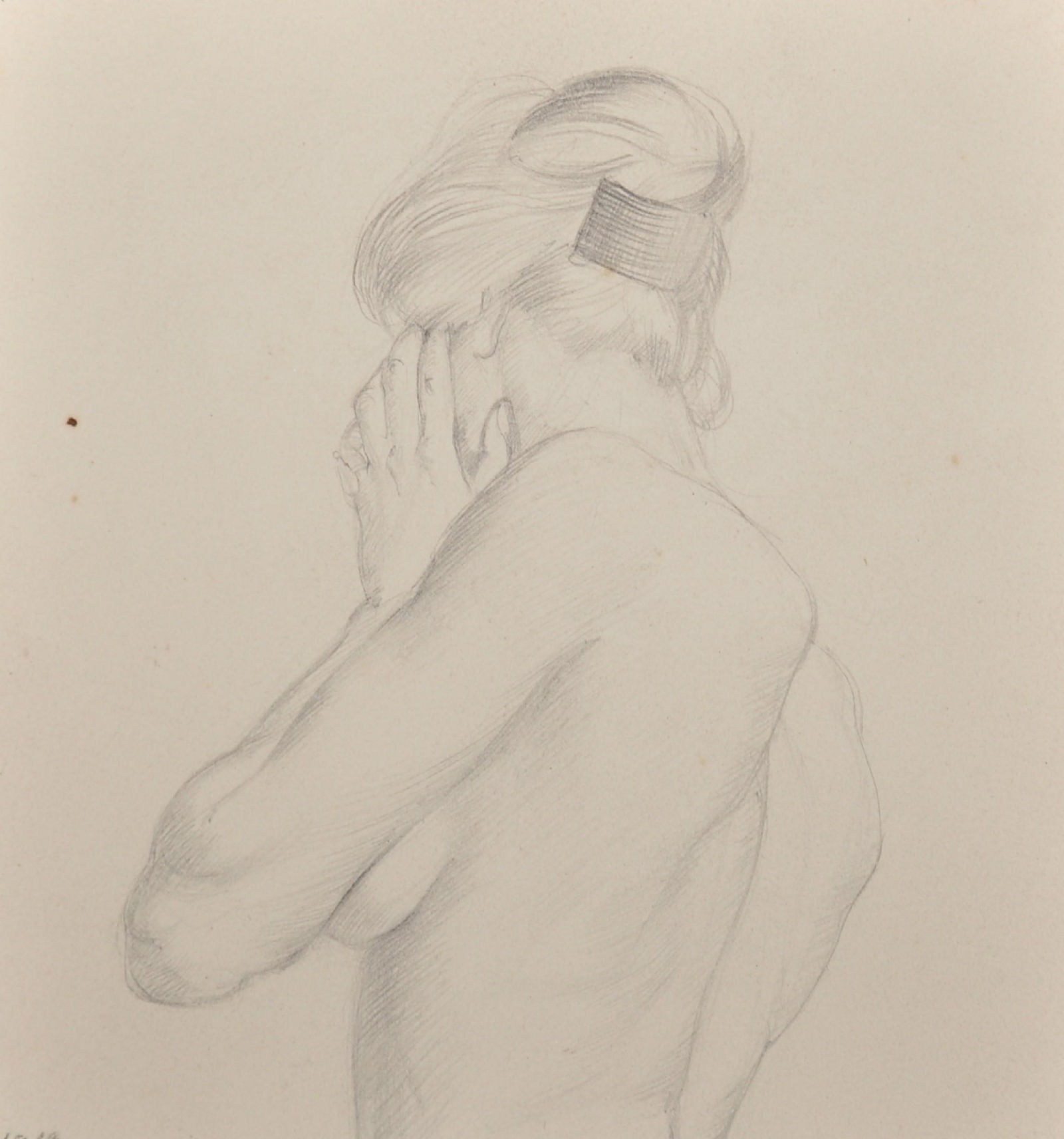 Margaret Evangeline Wilson (1890-1977) British. Study: Margaret Evangeline Wilson (1890-1977) British. Study of the Back of a Naked Lady, Pencil, Dated 1919, Unframed, 5.5" x 5", and Six others by the same hand, Seven, (7)