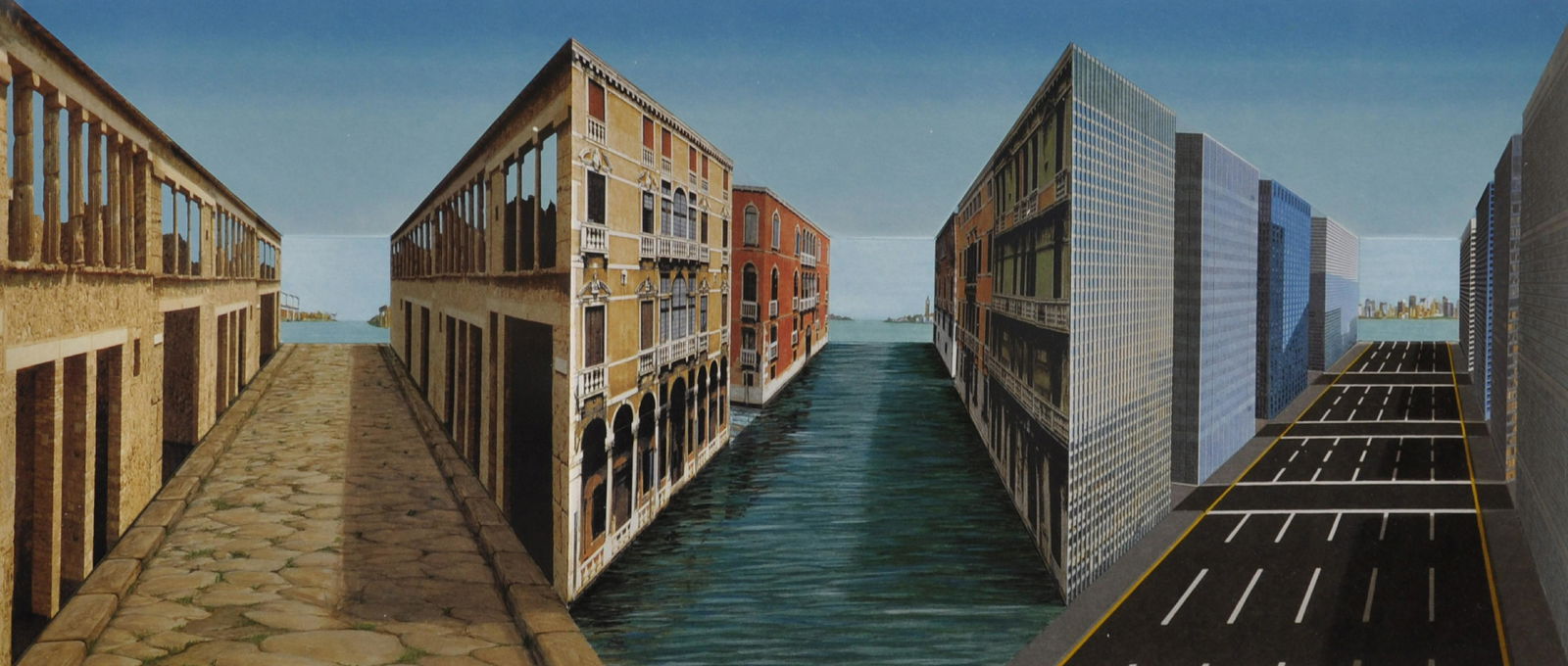 Patrick Hughes (1939- ) British. "History", 3D: Patrick Hughes (1939- ) British. "History", 3D Lithograph in Colours with Hand Colouring, Signed and Numbered 1/45 in Pencil, Overall 16.5" x 34.5" x 6.5".