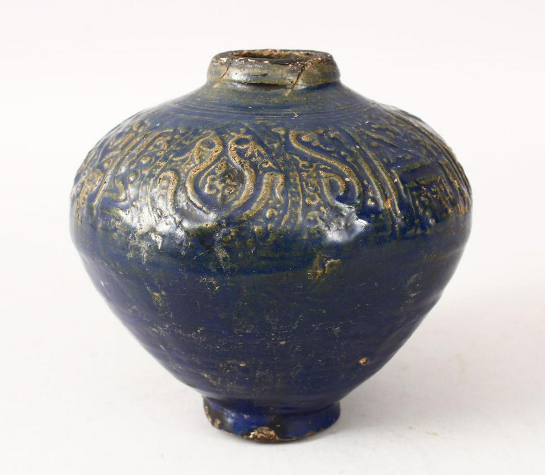 A GOOD EARLY KHORASAN POTTERY JAR, with moulded (1 of 6)