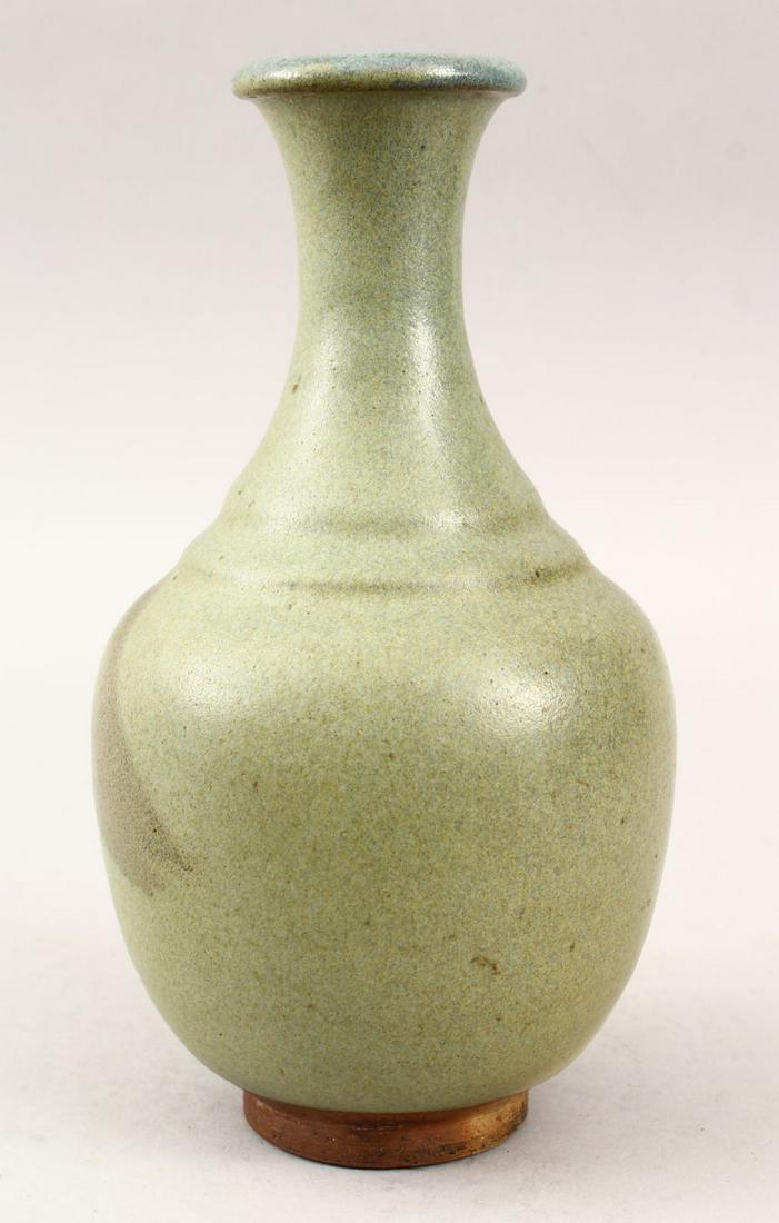 A GOOD JAPANESE STUDIO MOULDED POTTERY VASE, the neck (1 of 4)
