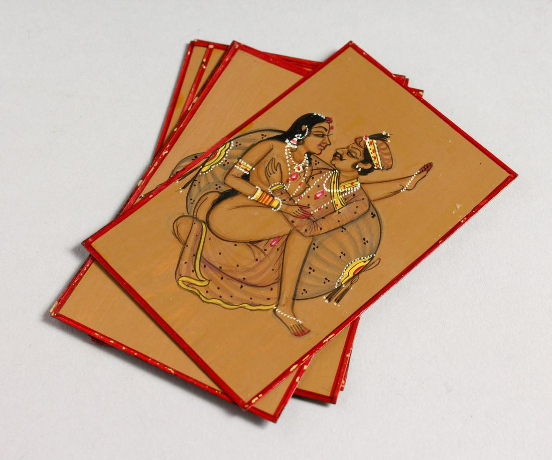 A SET OF INDIAN EROTIC CARDS.: A SET OF INDIAN EROTIC CARDS.