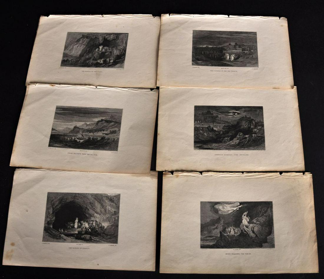 After John Martin (1789-1854) British. 'The Third: After John Martin (1789-1854) British. 'The Third Temptation' Mezzotint, Unframed, 2.75" x 4.25", together with a quantity of other Mezzotints. Quantity (Q).