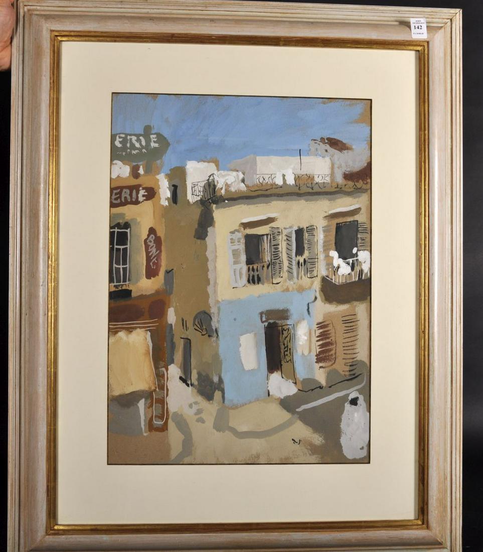 Circle of John Piper, North African Street Scene,: Circle of John Piper, North African Street Scene, Gouache, 20" x 14".