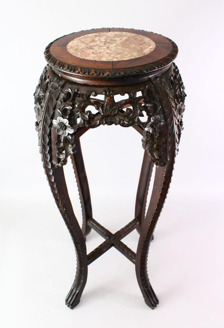 A GOOD 19TH CENTURY CHINESE HARDWOOD AND MARBLE TOP (1 of 6)