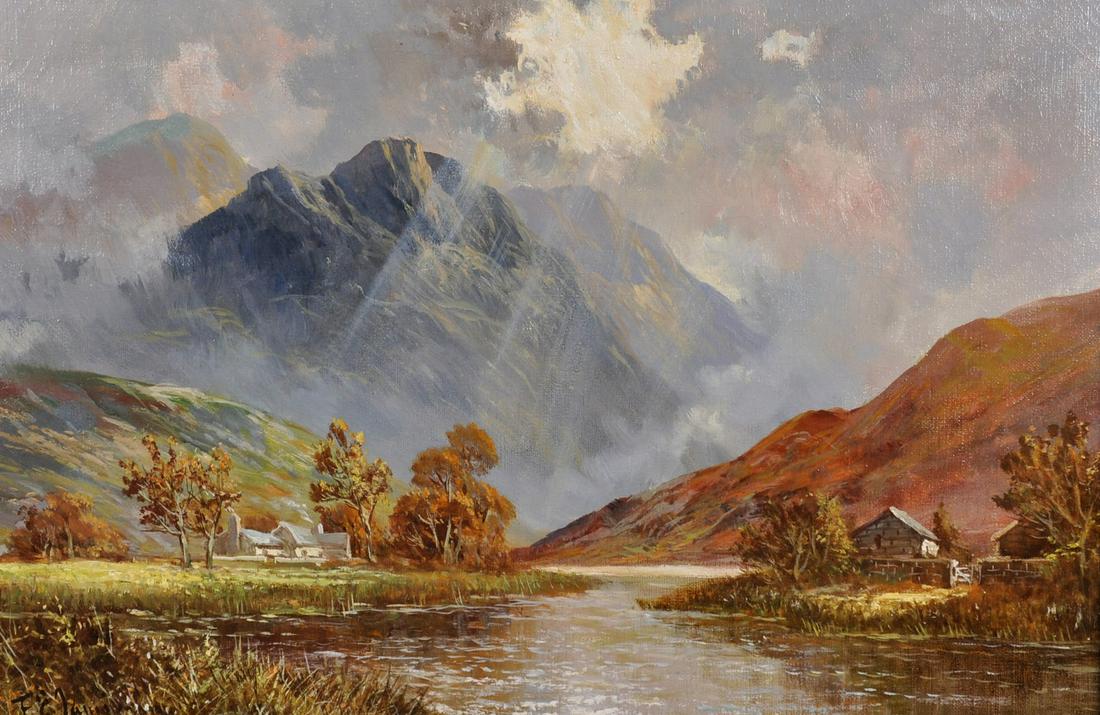 F.E. Jamieson (1895 - 1950) British. A Scottish Loch: F.E. Jamieson (1895 - 1950) British. A Scottish Loch Scene, Oil on Canvas, Signed, 16" x 24".