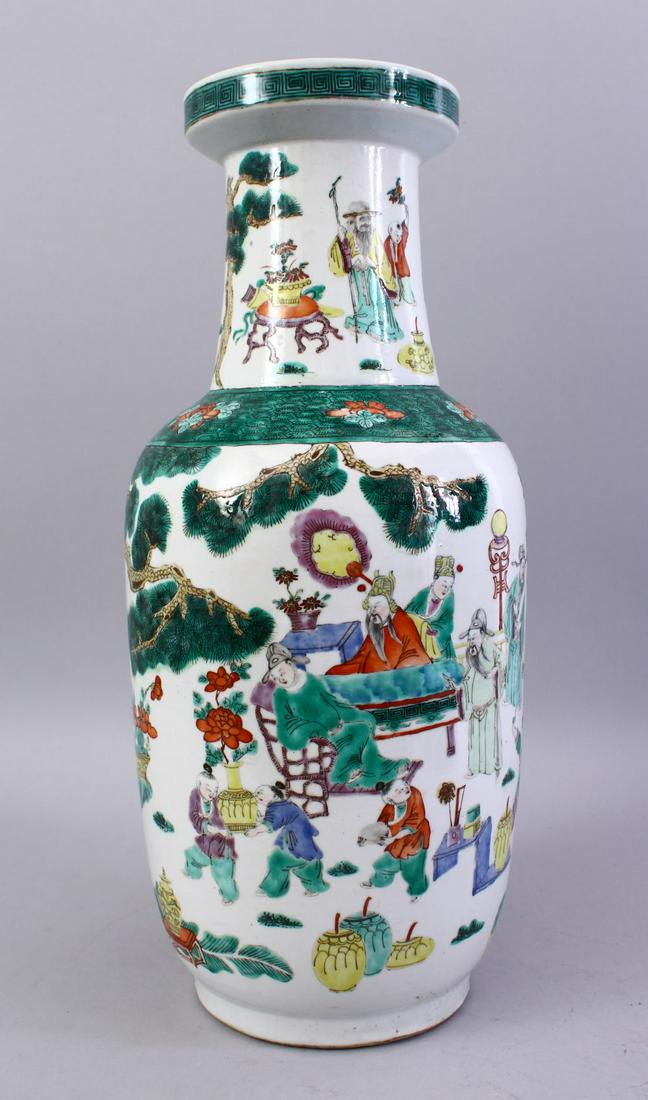 A GOOD 19TH CENTURY CHINESE FAMILLE ROSE PORCELAIN LAMP: A GOOD 19TH CENTURY CHINESE FAMILLE ROSE PORCELAIN LAMP VASE, with dragonfly and native floral decoration, mounted with metal base and top, the vase alone 31cm.