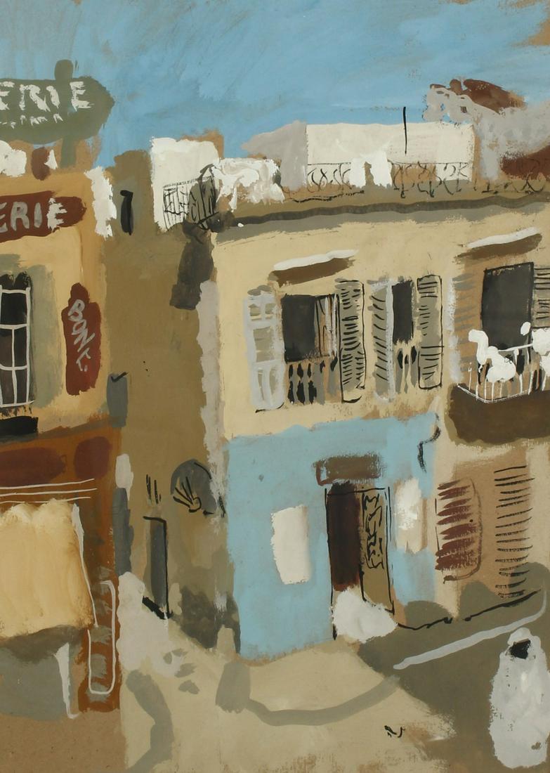 Circle of John Piper. North African Street Scene,: Circle of John Piper. North African Street Scene, Gouache, 20" x 14".