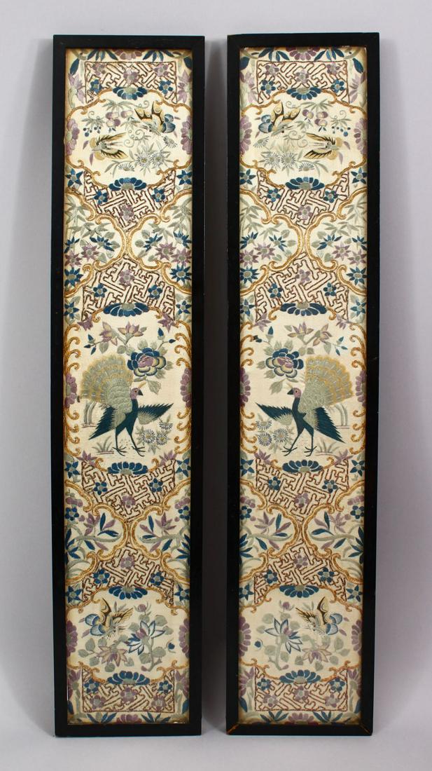 A PAIR OF 19TH CENTURY CHINESE EMBROIDERED FRAMED (1 of 4)