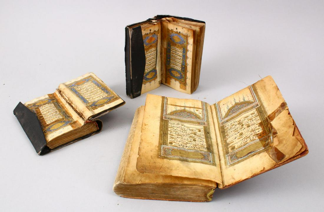 A COLLECTION OF THREE LEATHER BOUND TURKISH OTTOMAN (1 of 9)