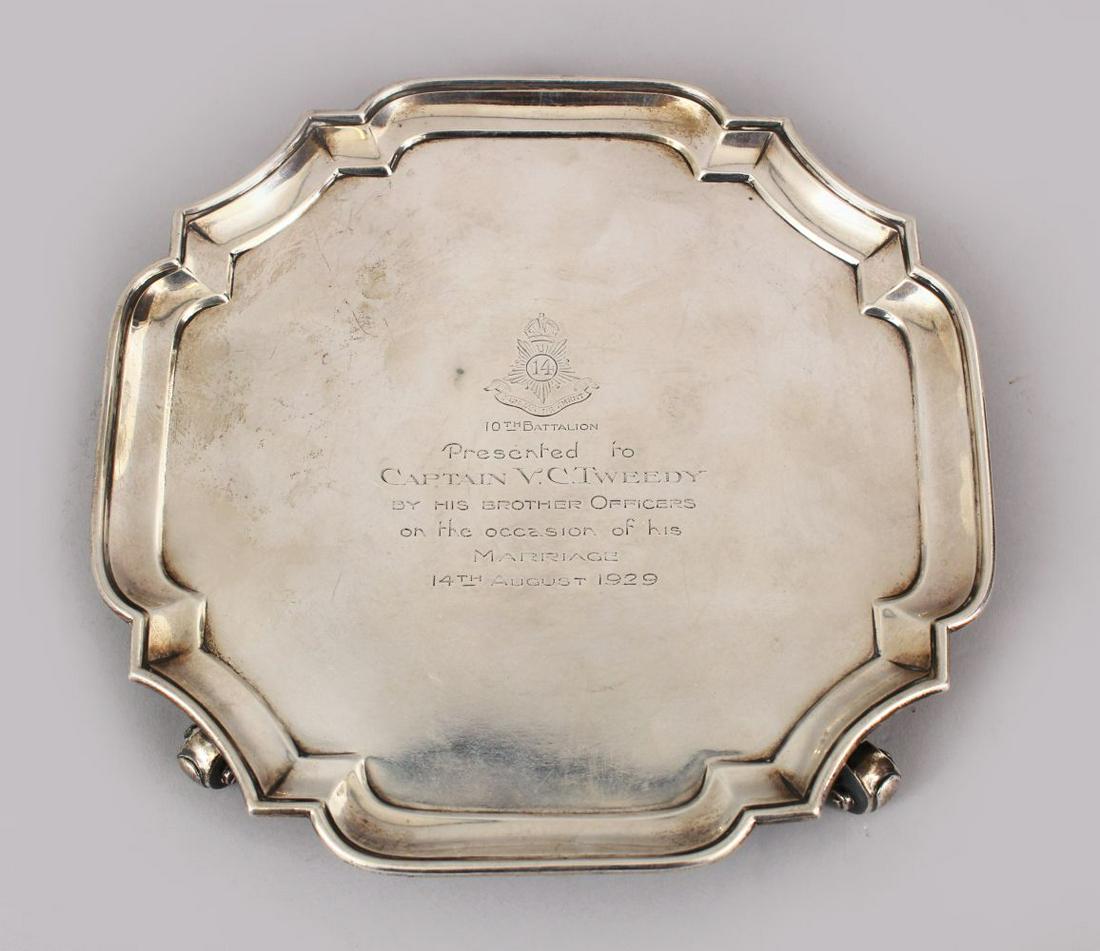 AN ENGLISH SOLID SILVER BON BON DISH, engraved for the (1 of 5)