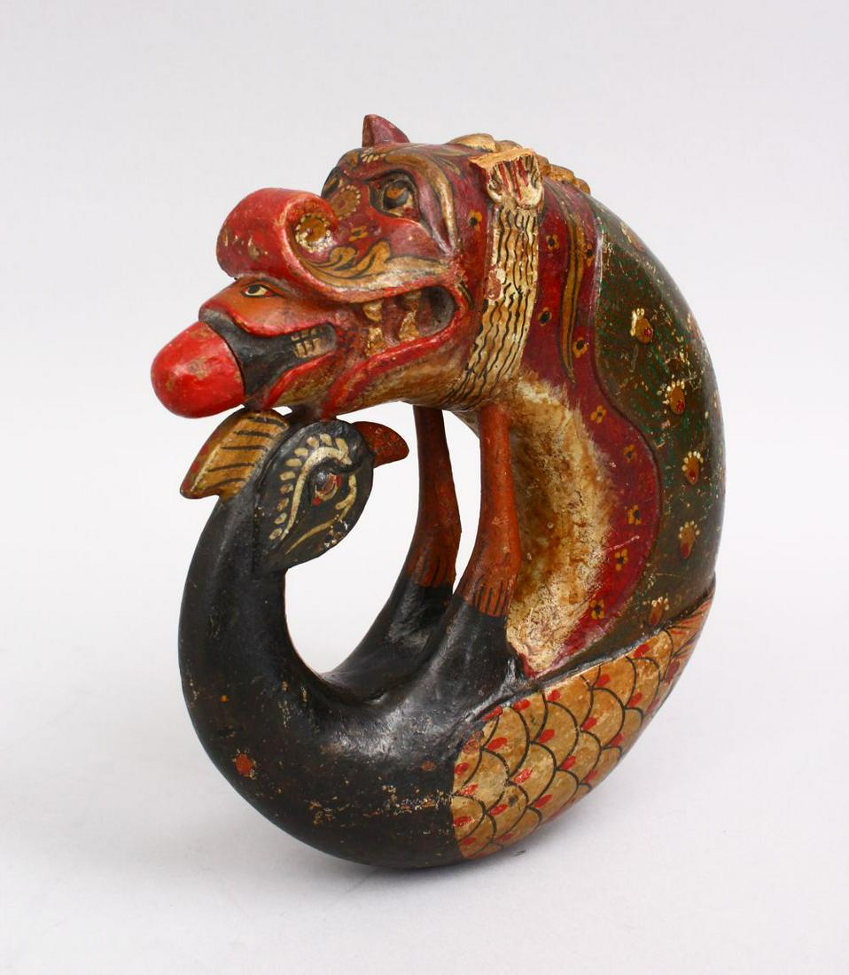 AN 18TH / 19TH CENTURY INDIAN ZOOMORPHIC LACQUER WOOD (1 of 5)