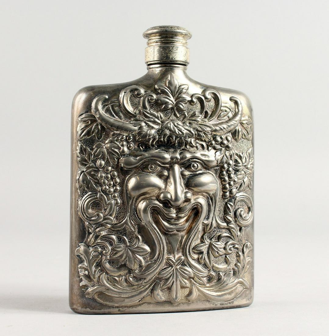 A HERMES VINTAGE FLASK, 1983, GODINGER BACCHUS.: A HERMES VINTAGE FLASK, 1983, GODINGER BACCHUS.
