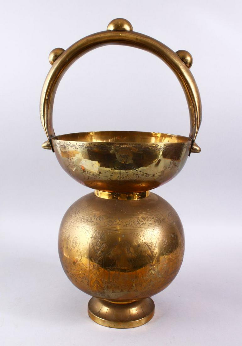 A LARGE 19TH / 20TH CENTURY ISLAMIC BRASS SPITTOON, (1 of 4)