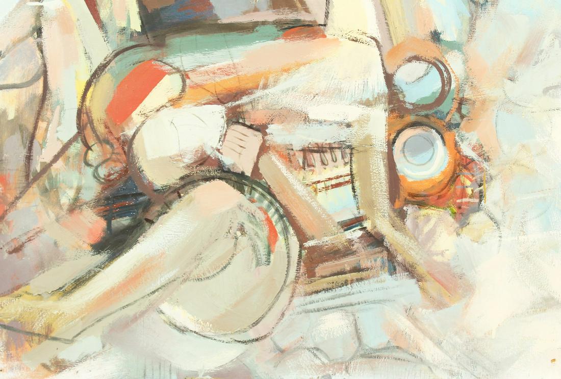 Gebre Kristos Desta (1932-1981) Ethiopia. 'Just the Two: Gebre Kristos Desta (1932-1981) Ethiopia. 'Just the Two of Them', a scene of amorous figures, oil on board, signed and inscribed verso, 24" x 35".