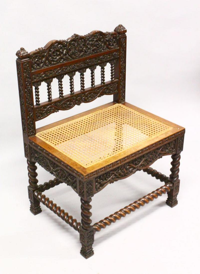 AN 18TH / 19TH CENTURY CEYLONESE CARVED ROSEWOOD CHAIR, (1 of 5)