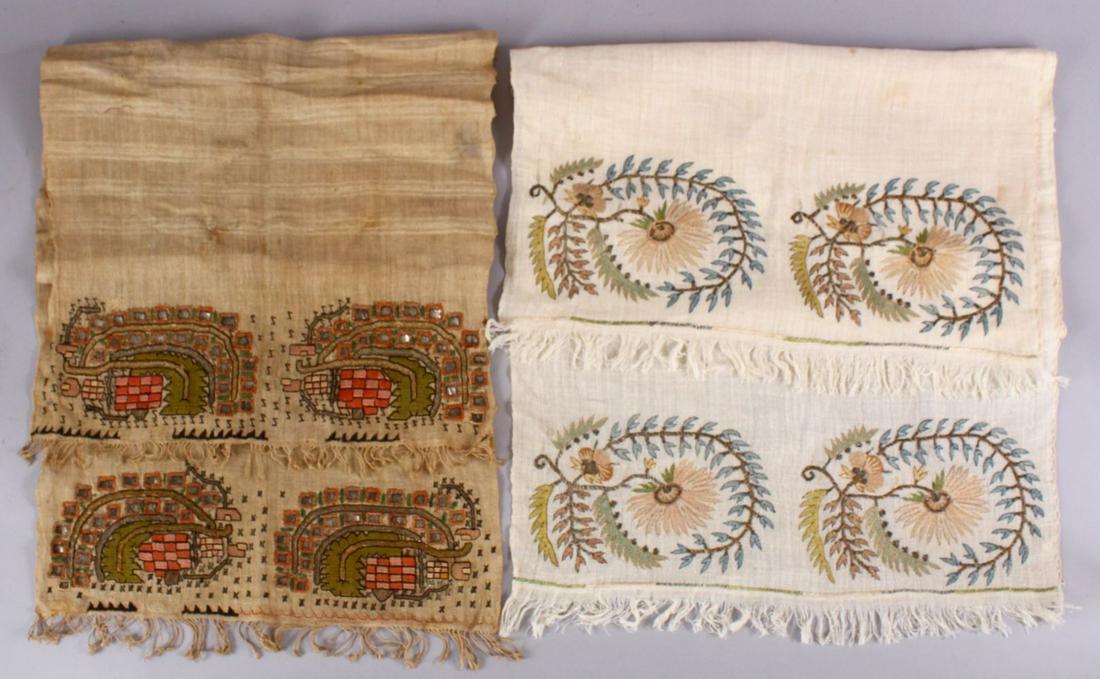 TWO TURKISH OTTOMAN HAMAM EMBROIDERED TOWELS, one with (1 of 4)