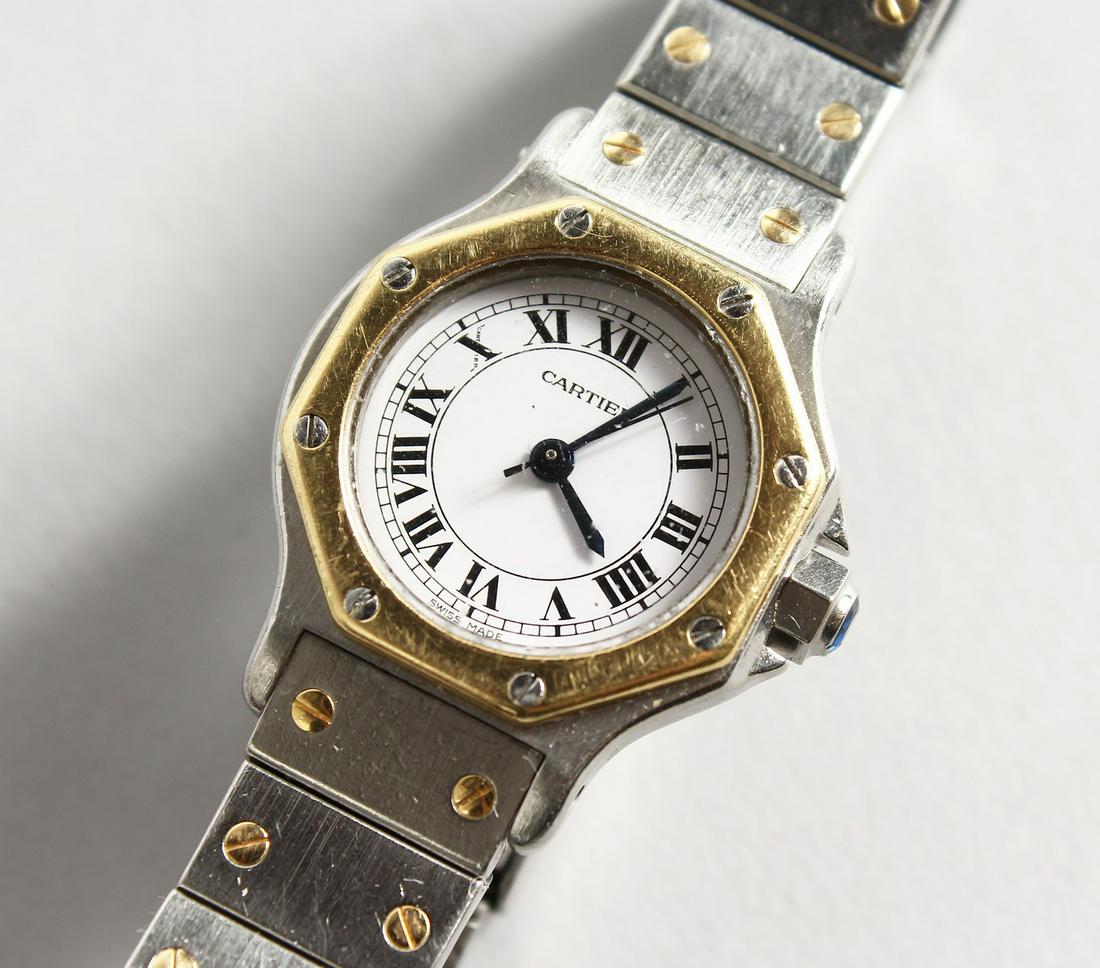 A LADIES CARTIER SILVER AND GOLD WRISTWATCH, No.: A LADIES CARTIER SILVER AND GOLD WRISTWATCH, No. 090770249, in original box.