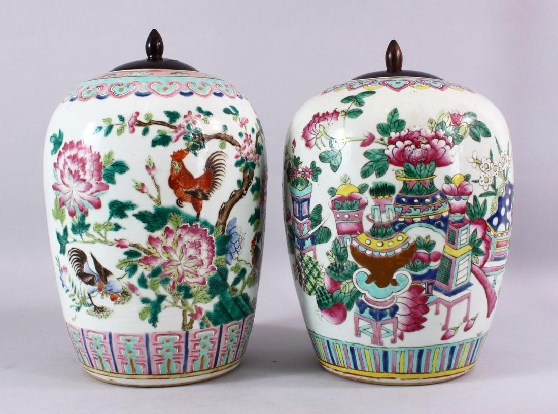 TWO 19TH CENTURY CHINESE FAMILLE ROSE PORCELAIN GINGER (1 of 9)