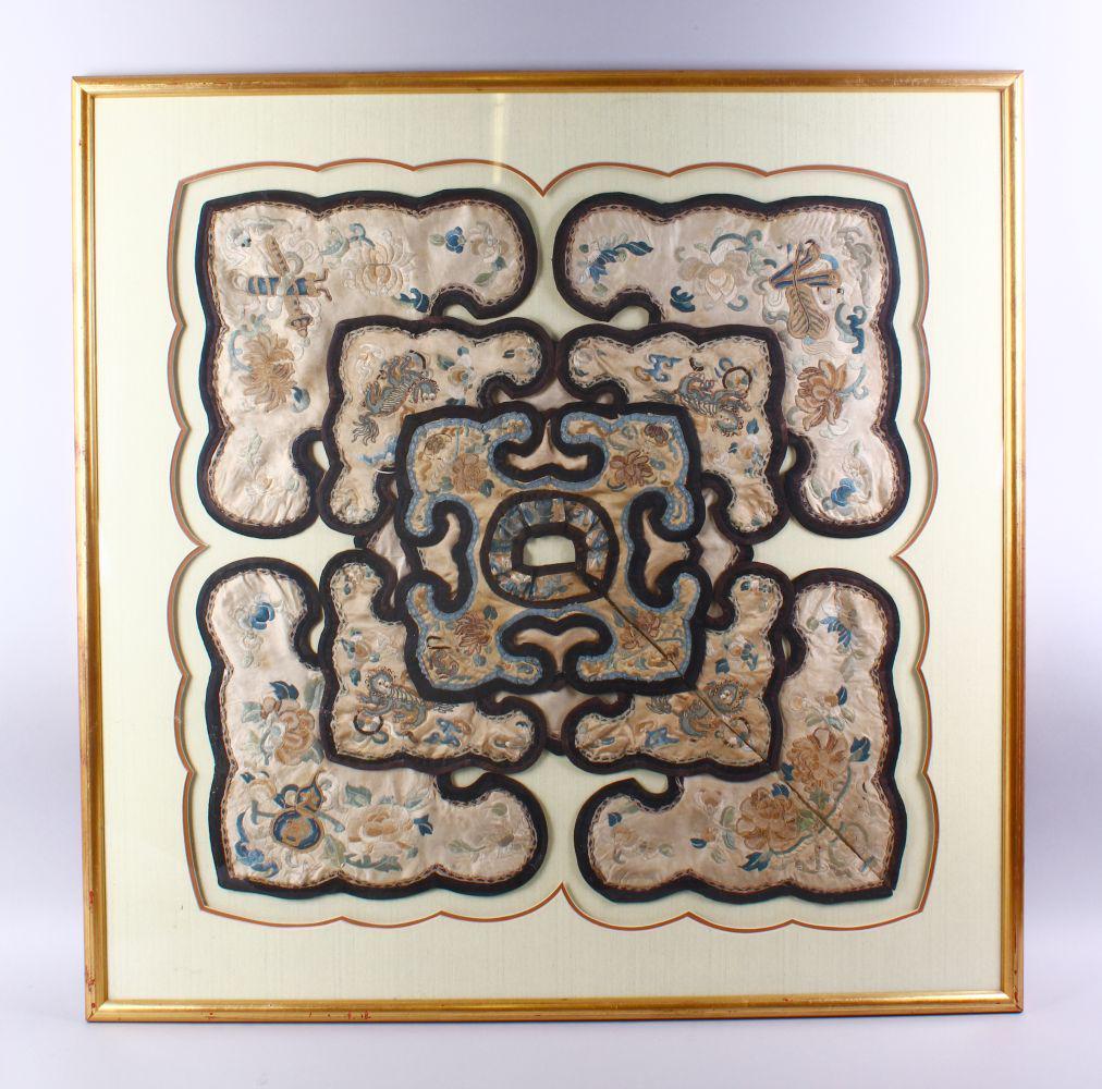 A LARGE QING DYNASTY CHINESE EMBROIDERED FRAMED SILK (1 of 9)