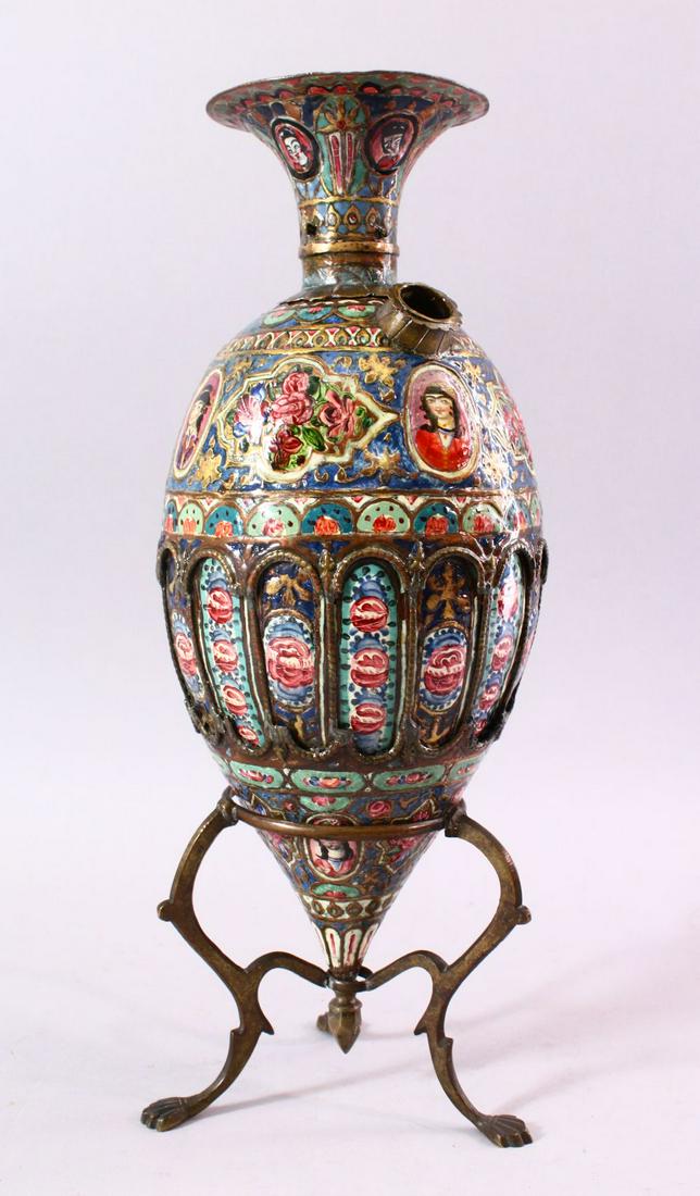 À 19TH CENTURY PERSIAN QAJAR ENAMELLED AND GILT HUQQA (1 of 16)