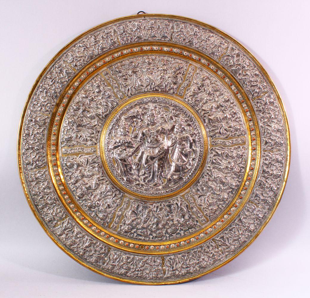 A LATE 19TH CENTURY INDIAN TANJORE SILVER AND COPPER (1 of 9)