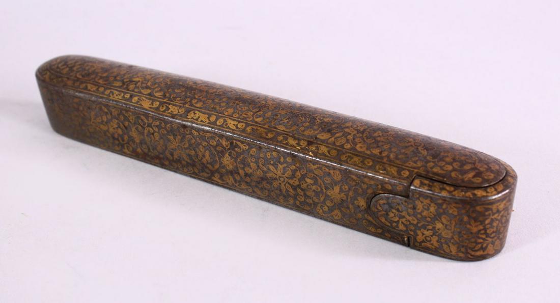 A 19TH CENTURY PERSIAN QAJAR SILVER INLAID STEEL PEN (1 of 4)