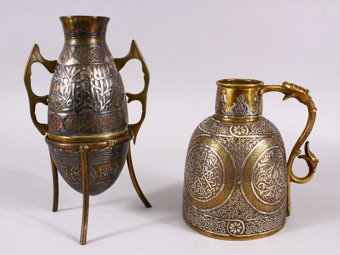 TWO FINE 19TH CENTURY DAMASCUS SILVER INLAID MAMLUK (1 of 9)