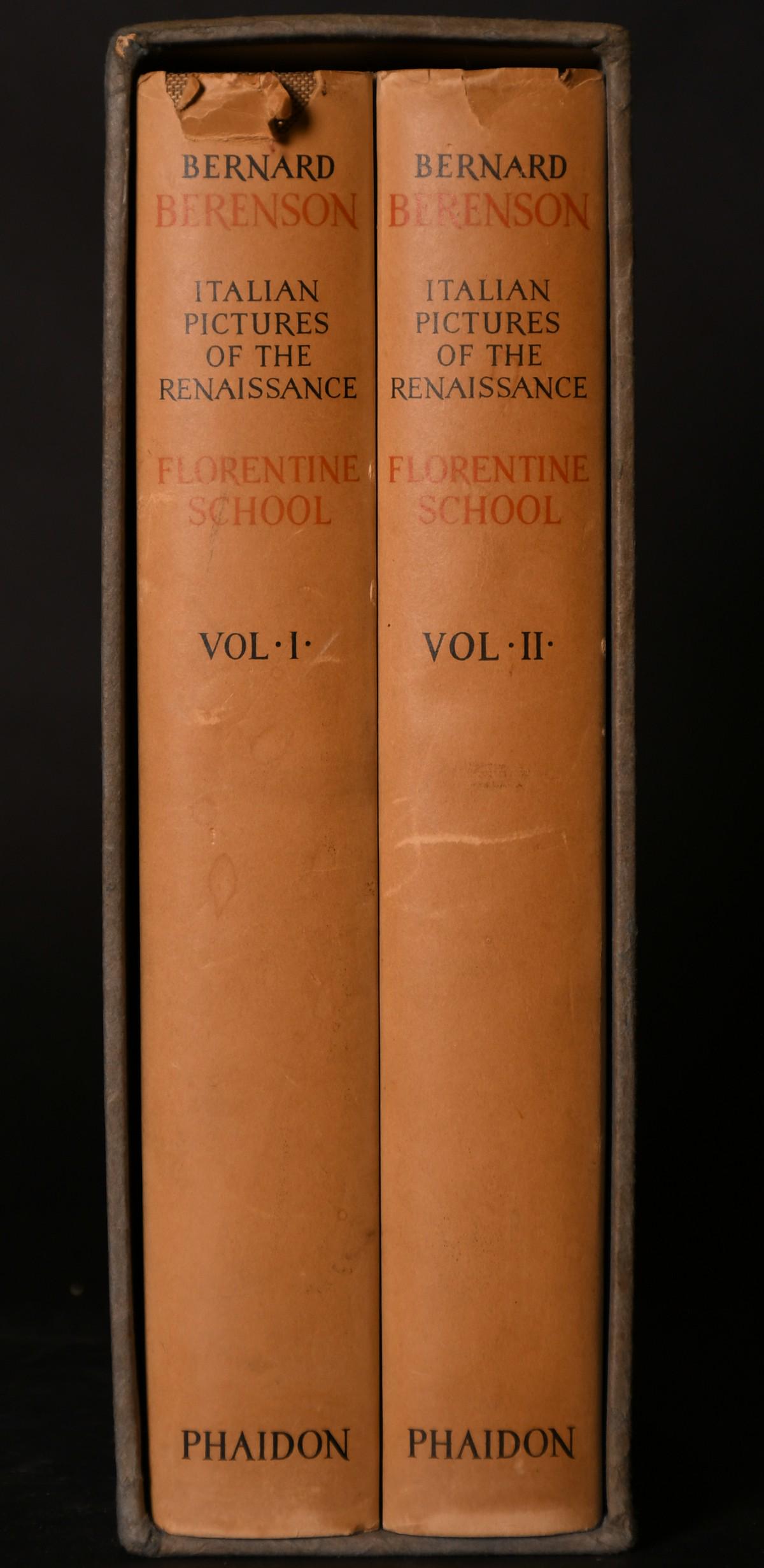 'ITALIAN PICTURES OF THE RENAISSANCE - FLORENCE: 'ITALIAN PICTURES OF THE RENAISSANCE - FLORENCE SCHOOL'. Vols. 1-2. By Bernard Berenson. Published by Phaidon Press. In loose cover.