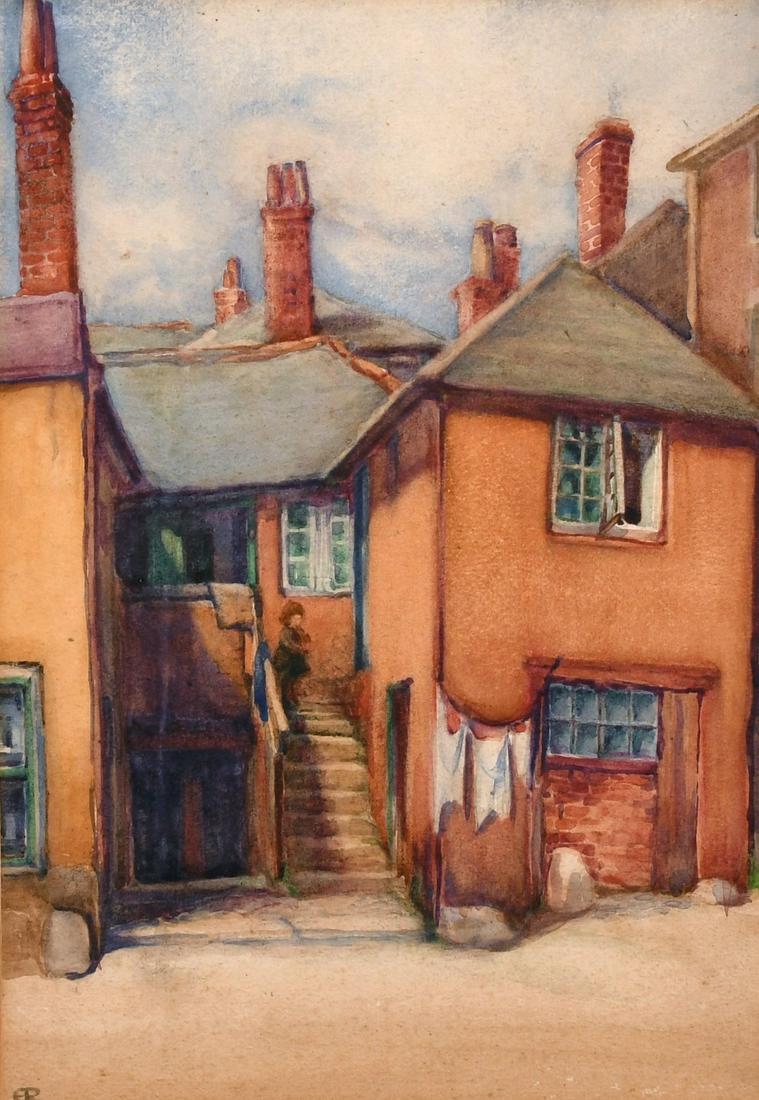Early 20th century British school, Cottages in St.: Early 20th century British school, Cottages in St. Ives, Cornwall, watercolour, initialled and inscribed verso, 11" x 8".