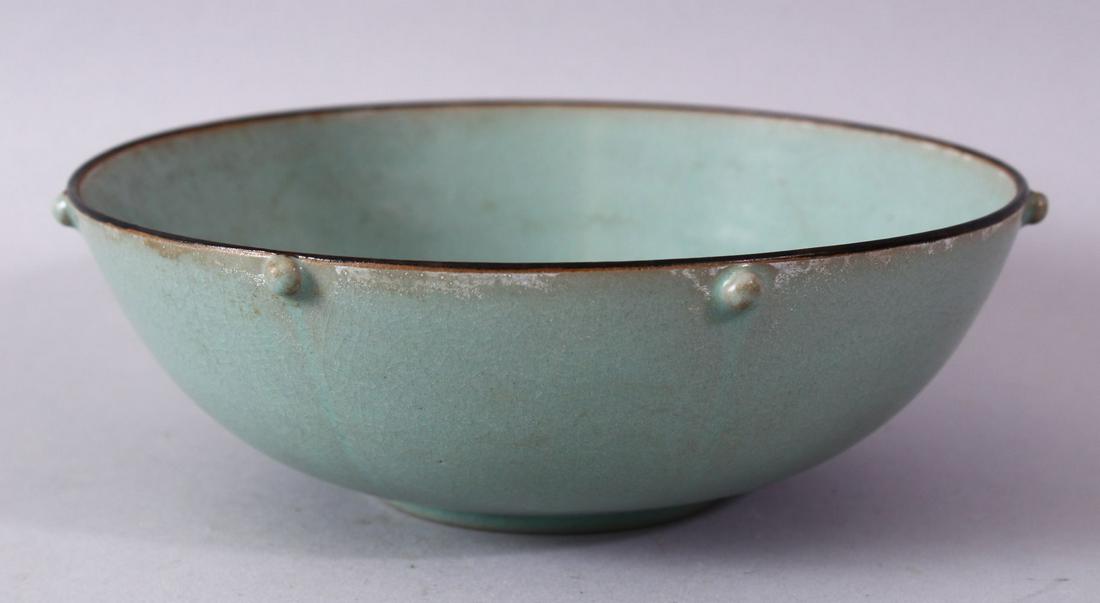A CHINESE RU WARE STUD POTTERY BOWL / DISH, with a (1 of 4)