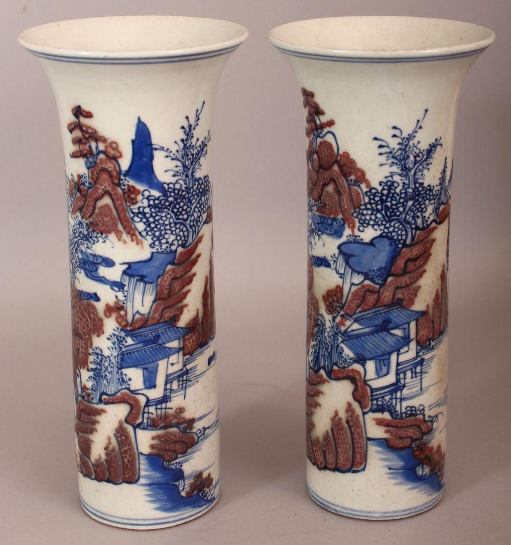 A PAIR OF CHINESE COPPER-RED & UNDERGLAZE-BLUE (1 of 8)