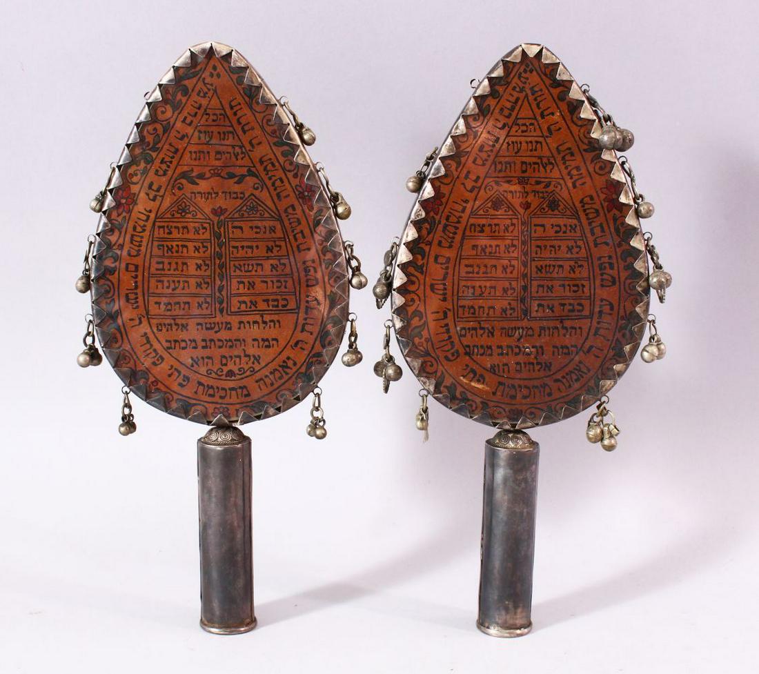 A GOOD PAIR OF 19TH CENTURY WHITE METAL JEWISH (1 of 4)