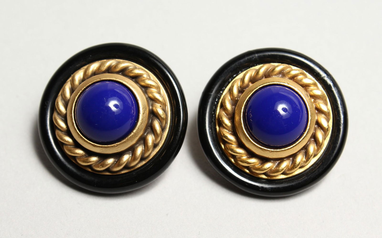 A PAIR OF YVES SAINT LAURENT EAR CLIPS.: A PAIR OF YVES SAINT LAURENT EAR CLIPS.