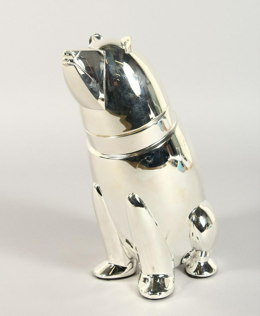 A SILVER PLATE POLAR BEAR COCKTAIL SHAKER. 12ins high.: A SILVER PLATE POLAR BEAR COCKTAIL SHAKER. 12ins high.