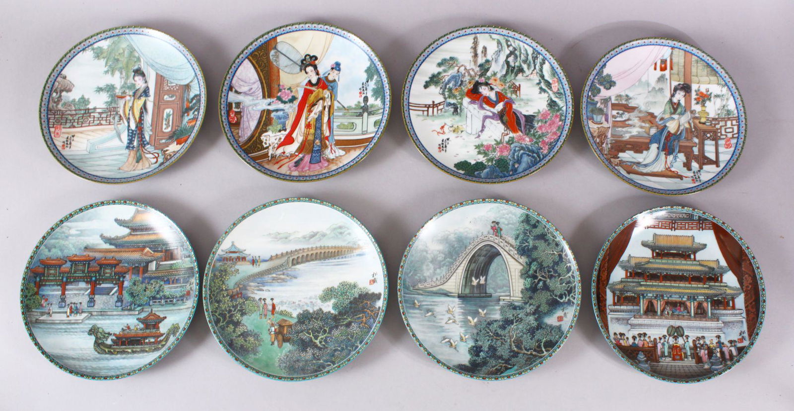 EIGHT CHINESE FAMILLE ROSE PORCELAIN PLATES, four (1 of 10)
