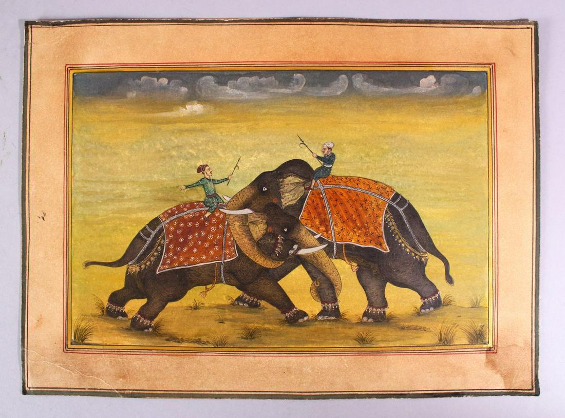 A GOOD INDIAN MUGHAL SCHOOL MINIATURE PAINTING OF TWO (1 of 4)