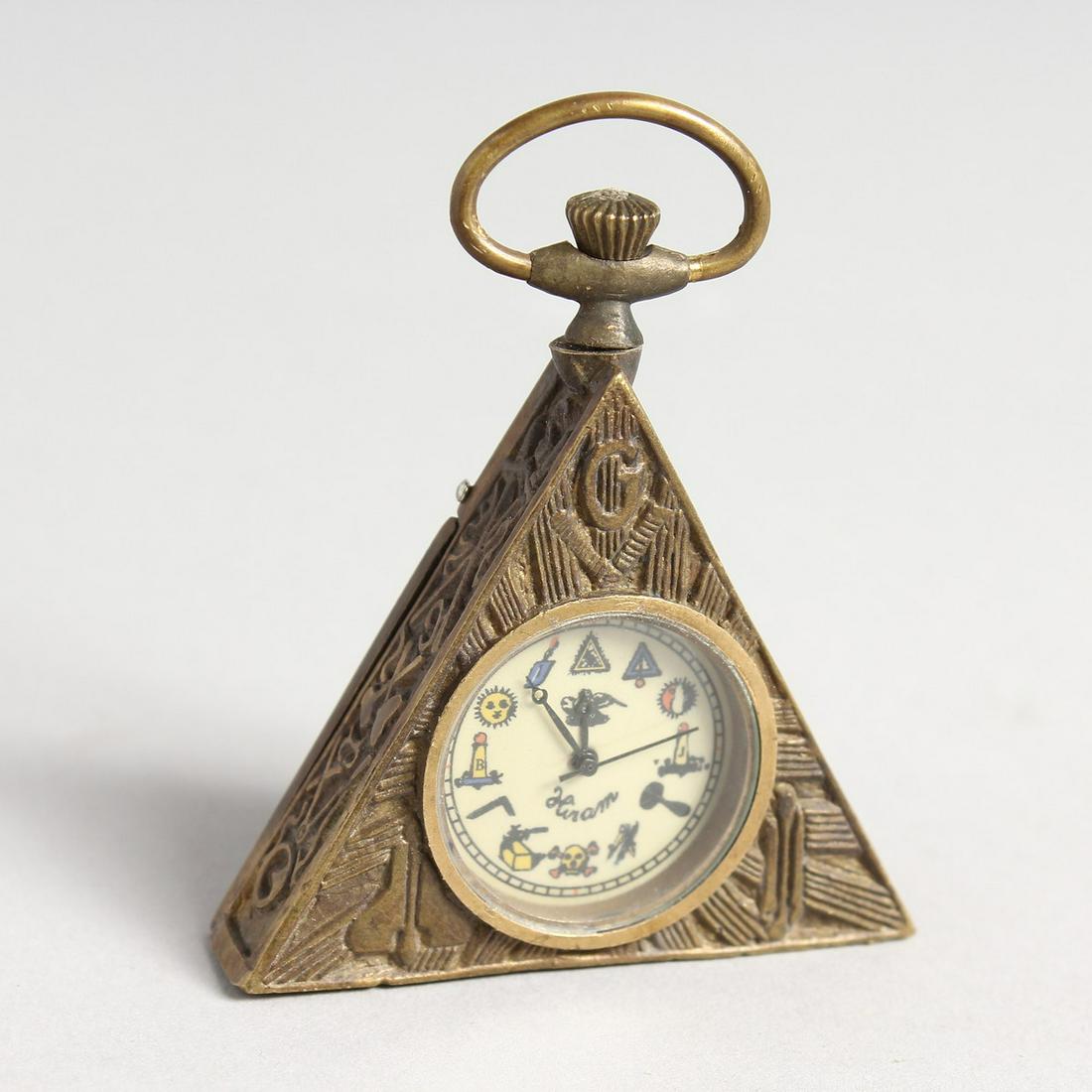 A MASONIC TRIANGULAR PENDANT WATCH: A MASONIC TRIANGULAR PENDANT WATCH