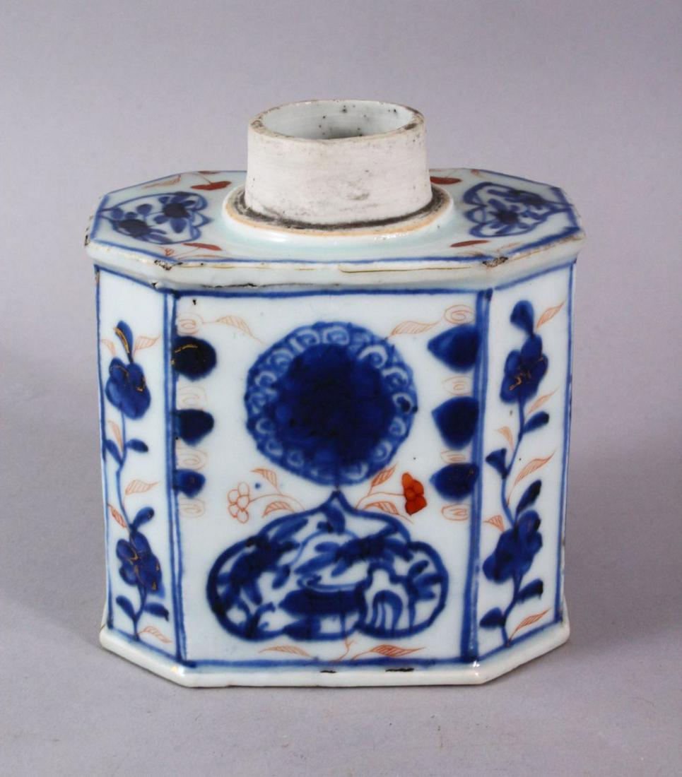 AN 18TH CENTURY CHINESE IMARI TEA CADDY, with panels of (1 of 5)