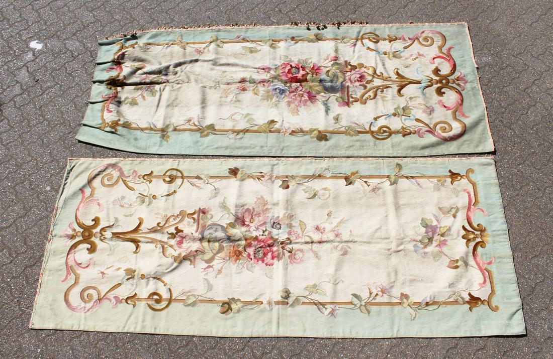 A SUPERB PAIR OF AUBUSSON FABRIC WALL HANGINGS. 8ft x: A SUPERB PAIR OF AUBUSSON FABRIC WALL HANGINGS. 8ft x 3ft 10ins.
