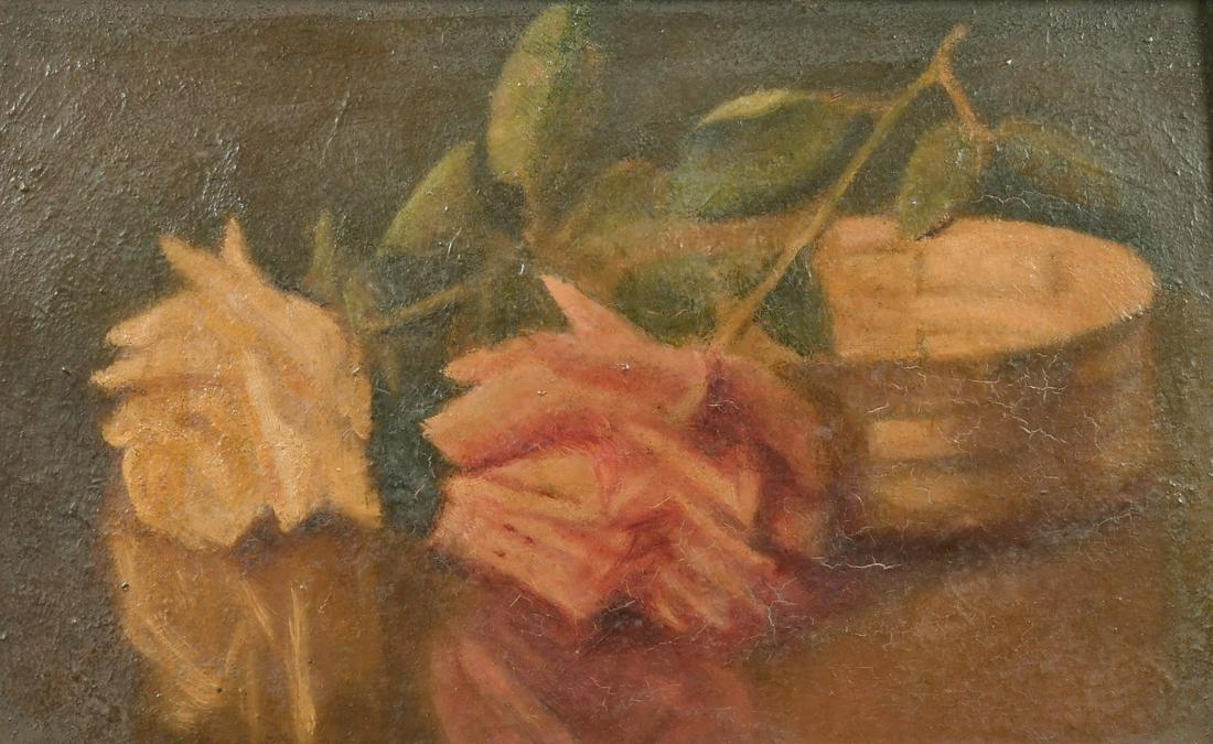 Follower of Fantin Latour, A still life study of roses,: Follower of Fantin Latour, A still life study of roses, oil on board, 8" x 13".