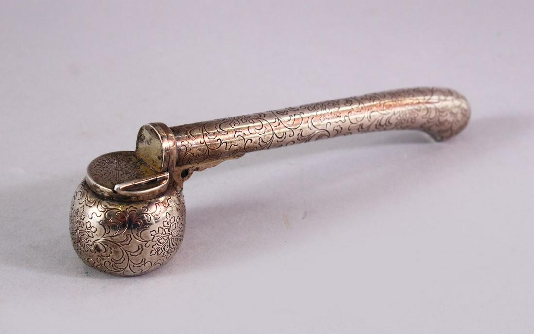 A JAPANESE MEIJI PERIOD SILVER YATATE PEN & INK HOLDER, (1 of 6)