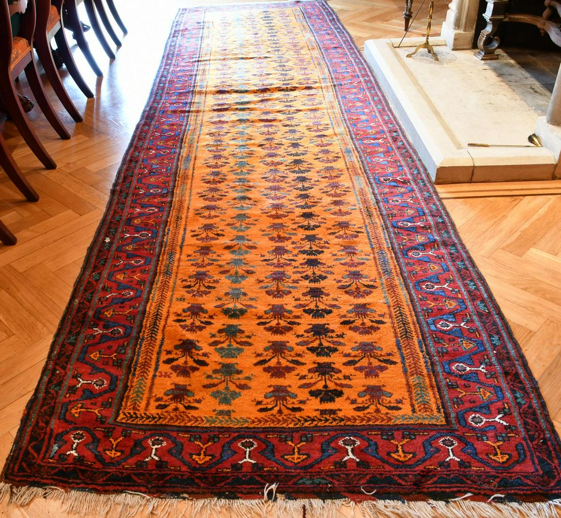 A PAIR OF ANTIQUE HAMADAN-KURD KELLAI RUNNERS. 13ft x (1 of 2)