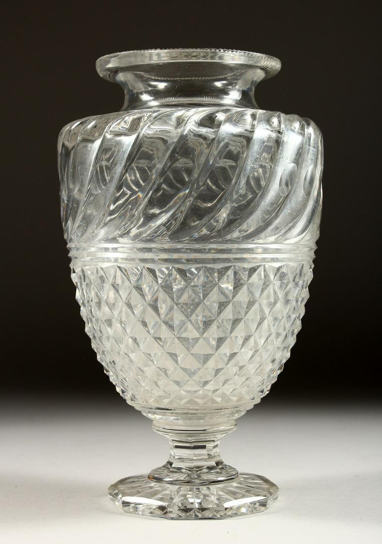 A HOBNAIL CUT FLOWER VASE. 9.5ins high.: A HOBNAIL CUT FLOWER VASE. 9.5ins high.