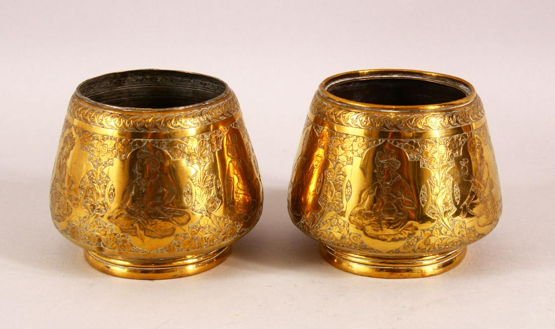 A PAIR OF 19TH CENTURY PERSIAN QAJAR ENGRAVED BRASS (1 of 14)