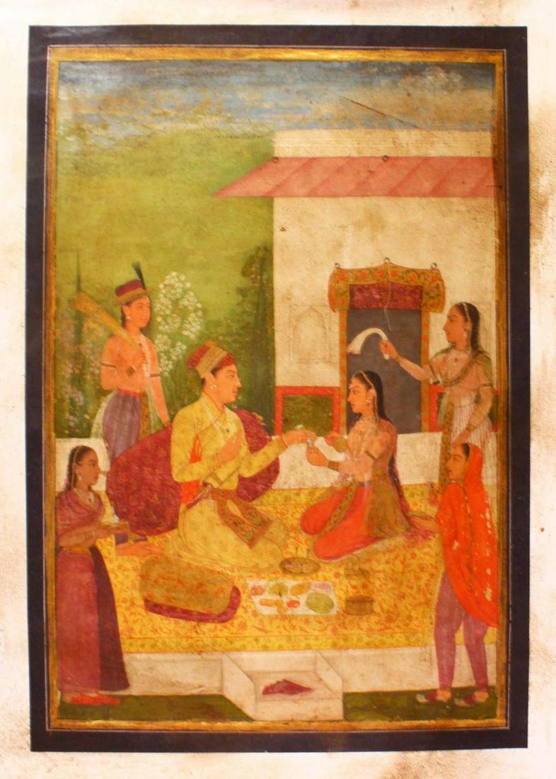 AN INDIAN PRINT ON CANVASS OF PRINCE AND ATTENDANTS (1 of 7)