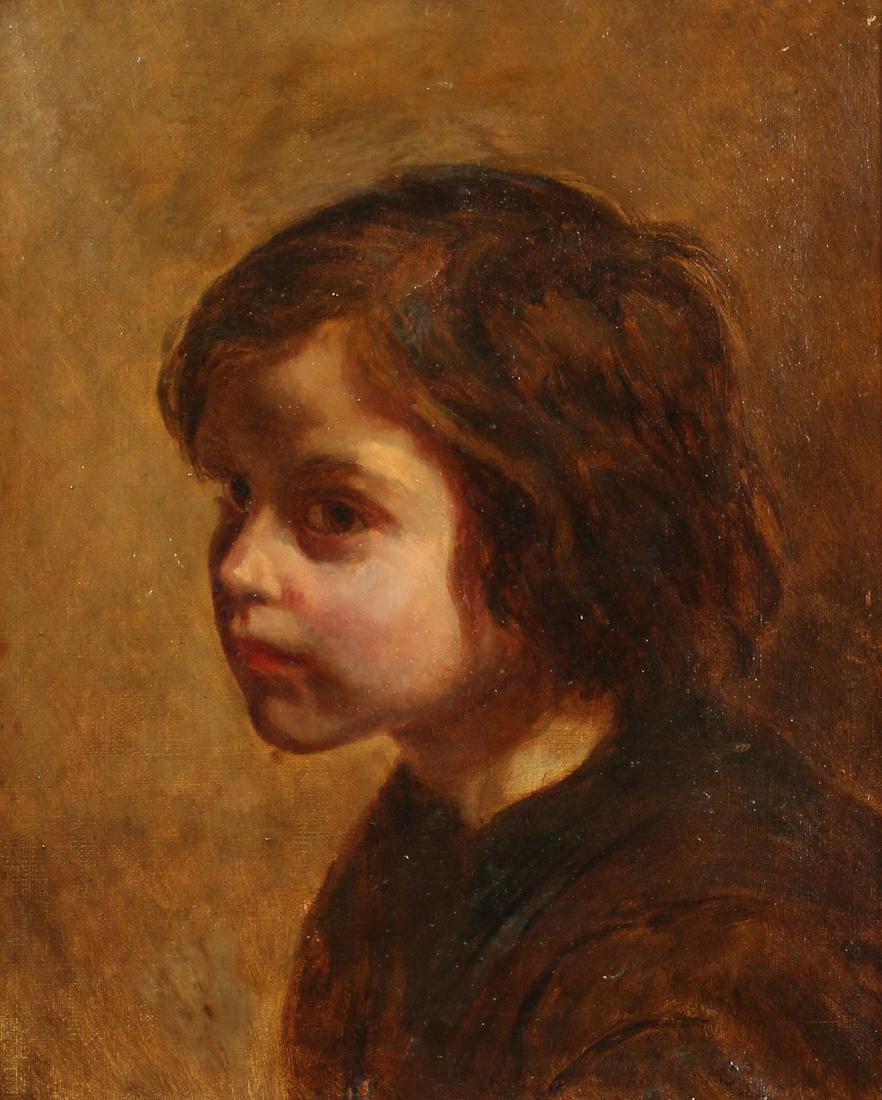 19th Century French School, a head study of a young: 19th Century French School, a head study of a young boy, oil on canvas, 15.75 x 12.75 .