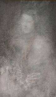 Attributed to Arthur Ambrose McEvoy, A study of a: Attributed to Arthur Ambrose McEvoy, A study of a female figure, chalk, with artist's studio stamp, 9.5" x 6".