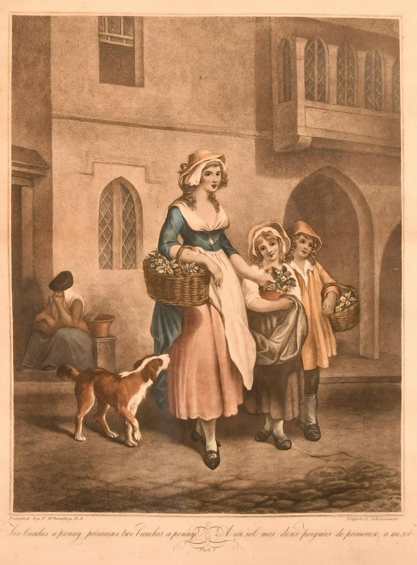 A group of three prints After Francis Wheatley, 'Cries: A group of three prints After Francis Wheatley, 'Cries of London', each 13.5" x 10.75". (3).